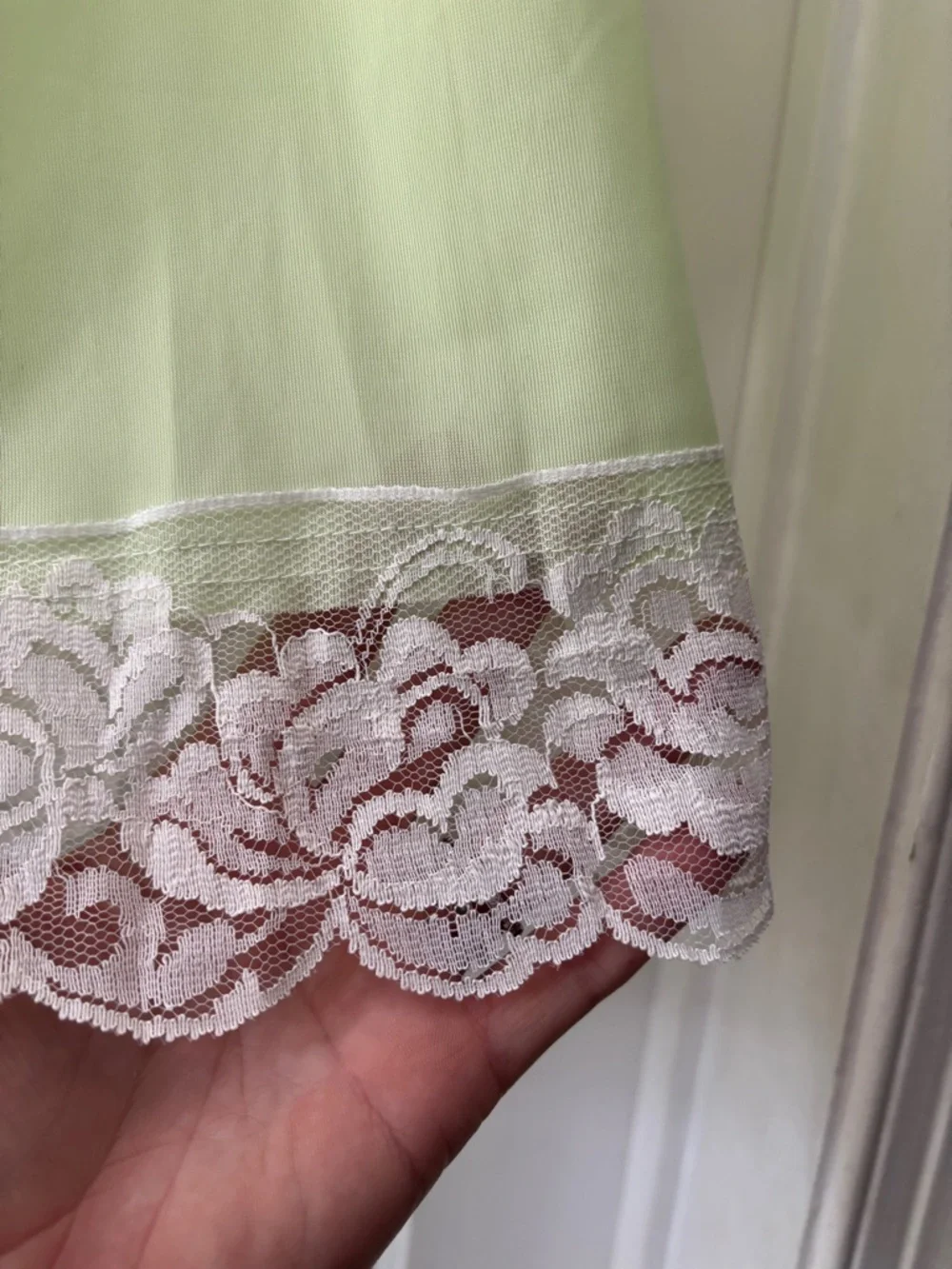 Vintage Pastel Green Lace Trim Half Slip Size XL - Picture 12 of 13
